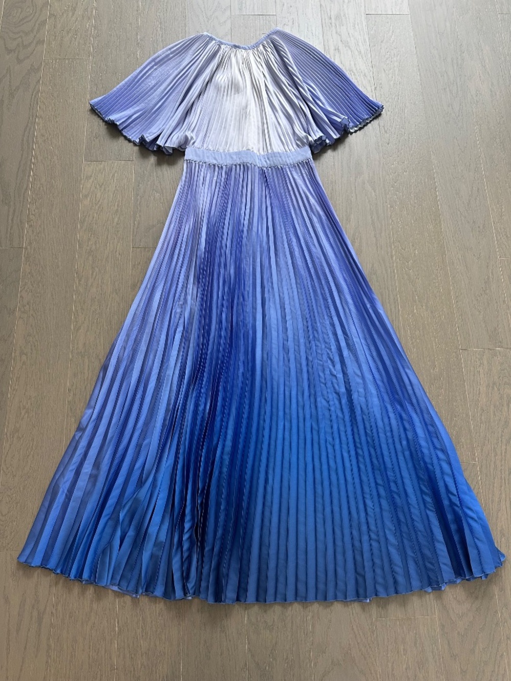 L'IDEE Orchestra Pleated Gown Purple Ombre Short Sleeve Dress - Size US 4 - Picture 10 of 10